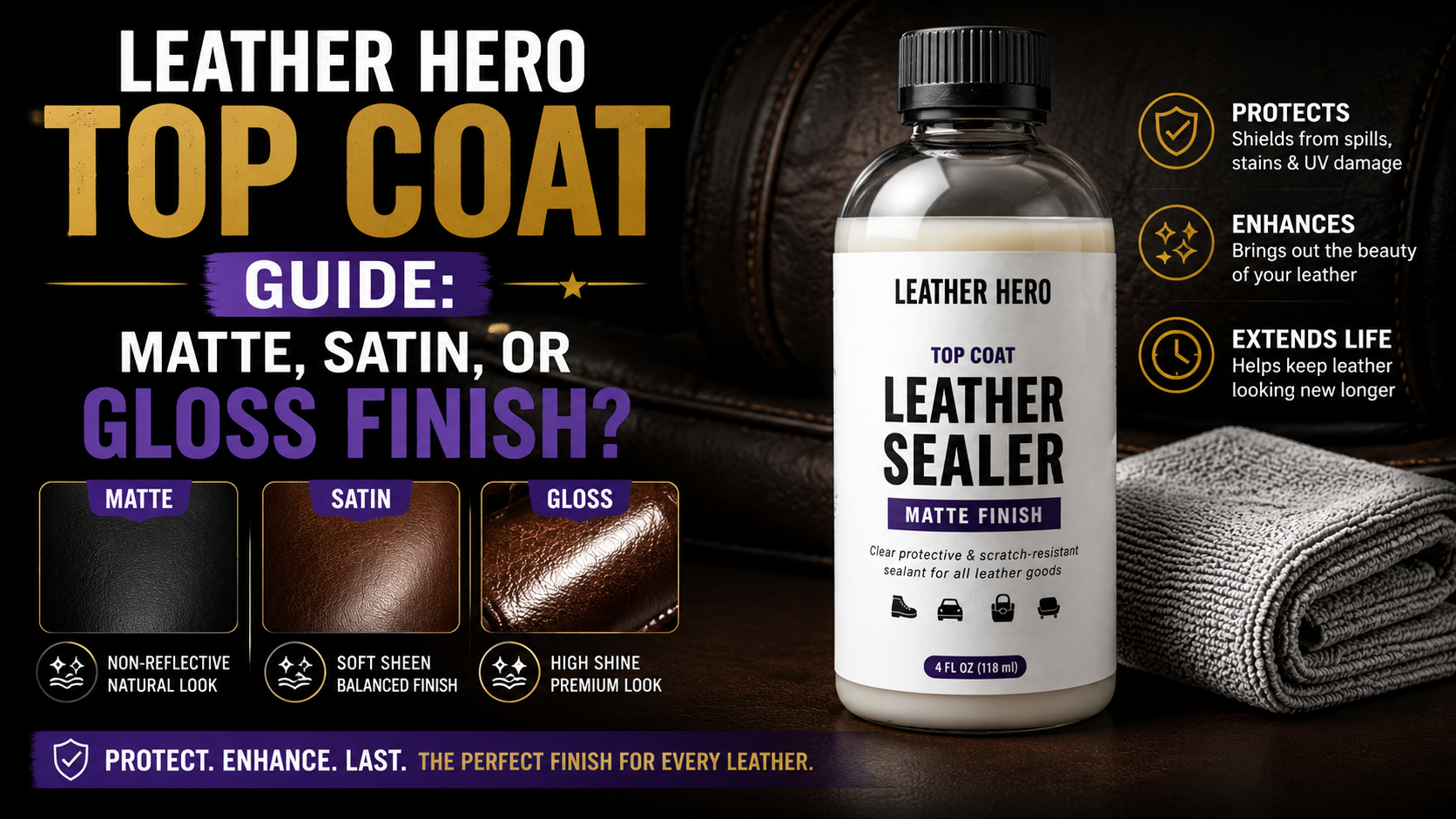 Leather Hero Top Coat Guide: Matte, Satin, or Gloss Finish?