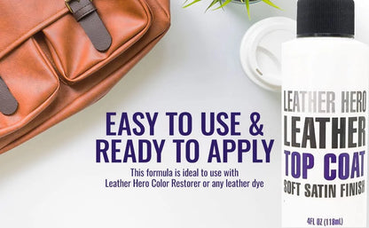 Leather Hero Satin Top Coat Leather Sealant Color Restorer 4oz